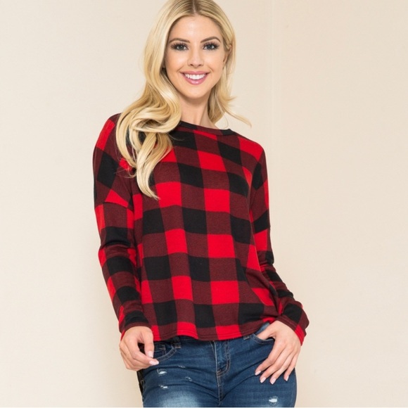 🔴 🎀 2 X’s Host Pick 🎀 Buffalo Plaid Top with Black Back - Picture 6 of 7